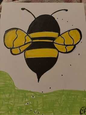Hand-Painted Bee Wall Art - Yellow and Black